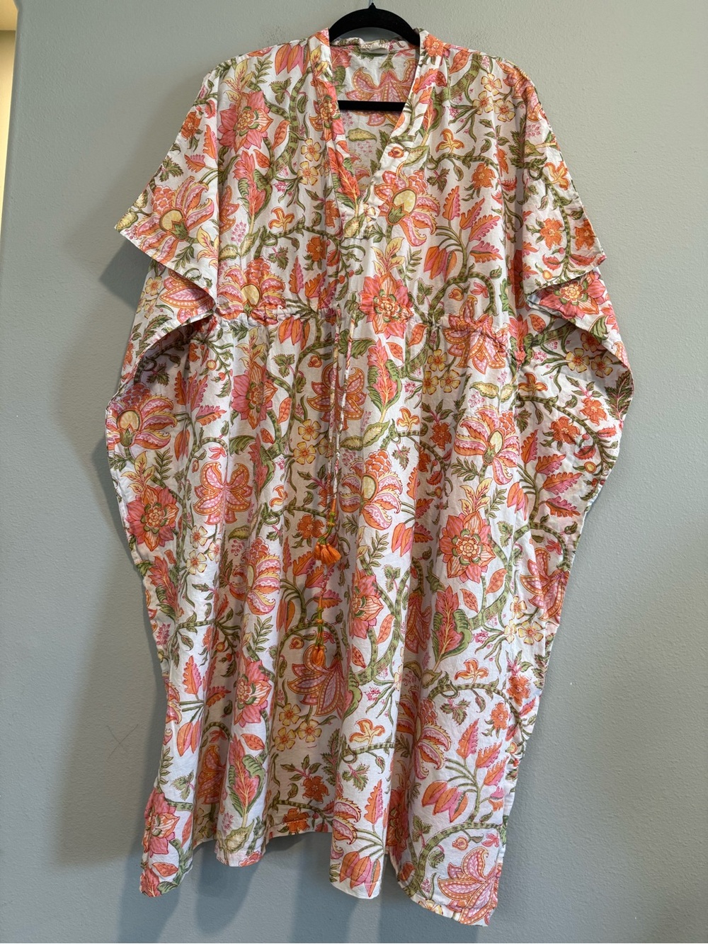 Anokhi Boho Floral Caftan Kimono Dress One Size Beach Boho